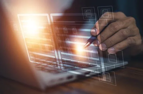 Paperless document management concept, Erp software for file folder managem.. Foto stock