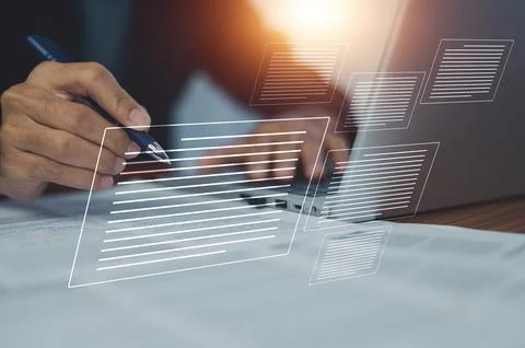 Paperless document management concept, Erp software for file folder managem.. Stock Photos