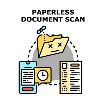 Paperless document scan workflow digital transformation 스톡 일러스트