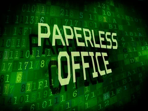 Paperless office words isolated on digital background 스톡 일러스트