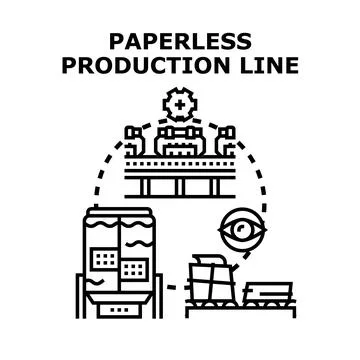 Paperless production line automation streamlining manufacturing process Stock Illustration