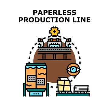 Paperless production line automation streamlining manufacturing process Stock Illustration