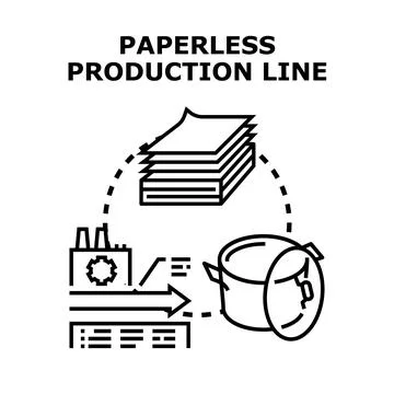 Paperless production line concept implementing digital transformation Stock Illustration