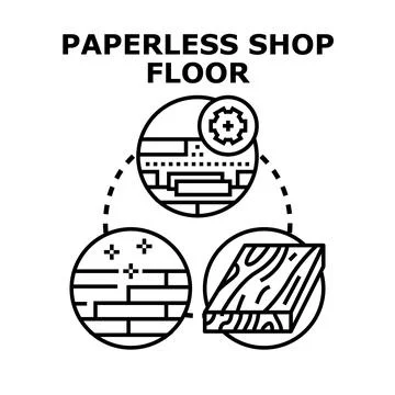 Paperless shop floor concept creating digital management for construction Illustrazione stock