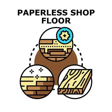 Paperless shop floor concept creating digital management for construction Illustrazione stock