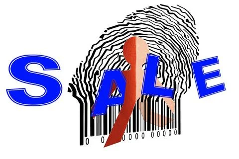 Paperman coming out of a bar code with Sale Word Paperman coming out of a ... Foto stock
