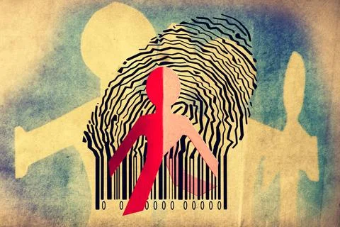 Paperman coming out of a bar code to go out Paperman coming out of a bar c... 写真素材