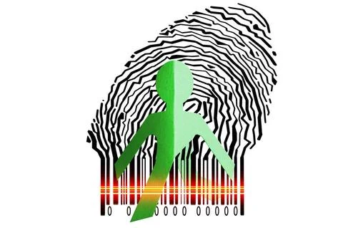 Paperman coming out of a bar code to go out Paperman coming out of a bar c... 写真素材