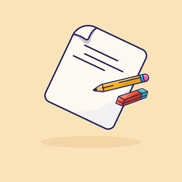 Paper,pencil and eraser  vector element cartoon design template Stock Illustration