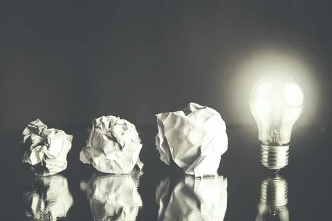 Papers and bulb Stock Photos