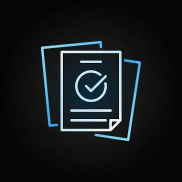 Papers with checkmark colorful line vector concept icon Stock Illustration