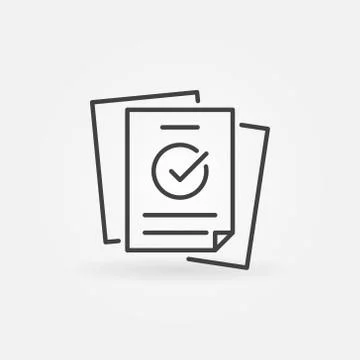 Papers with checkmark linear vector concept icon Stock Illustration