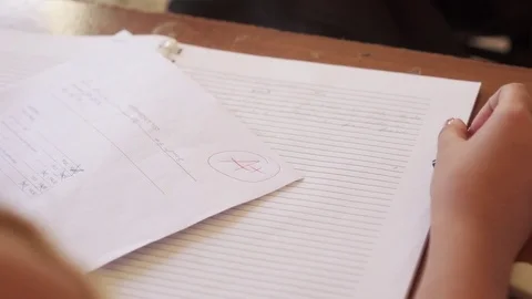 Papers With Good Grades For Smart Student At School Stock Footage 72168004