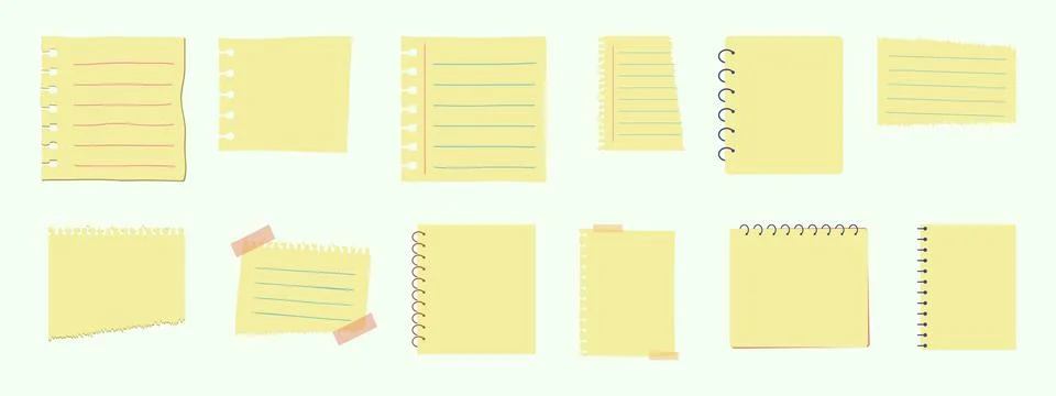 Papers for notes set collection Stock Illustration