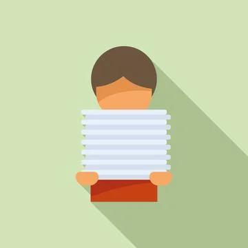 Papers rush job icon flat vector. Office work Stock Illustration