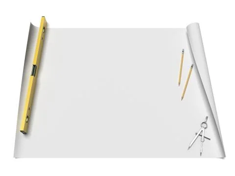 Papers with sketches and tools Stock Illustration