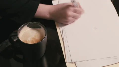 Paperwork and a pen on the table time lapse Stock Footage 264308291