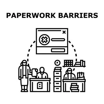 Paperwork barriers creating administrative challenges for business Stock Illustration