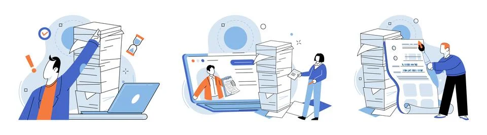 Paperwork. The deadline for task is approaching quickly Stock Illustration