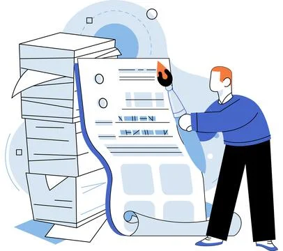Paperwork. The desk is mess papers, files, and documents Stock Illustration