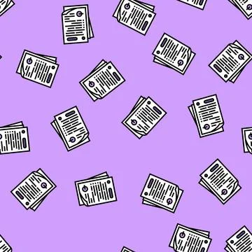 Paperwork document vector seamless pattern Stock Illustration
