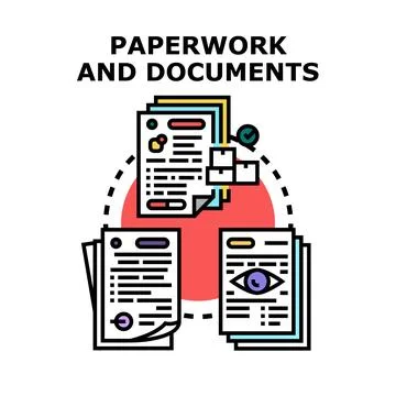 Paperwork documents administration filing data and records concept Ilustración de archivo