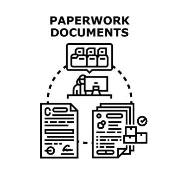 Paperwork documents administration workflow process management 库存插图