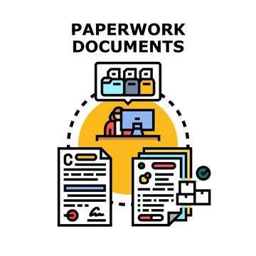 Paperwork documents administration workflow process management 库存插图