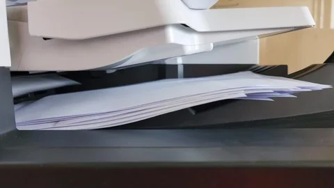 Paperwork documents are print out from photocopy machine. Stock Footage 253484697