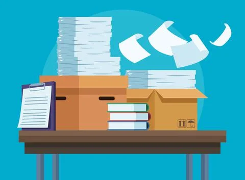 Paperwork documents in desk Stockillustratie