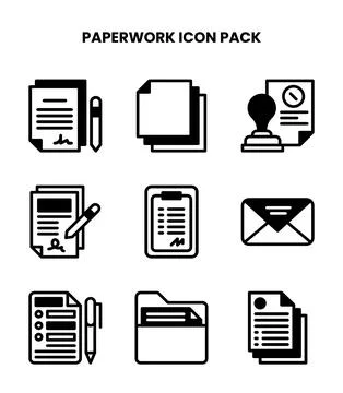 Paperwork DuoTone Icons Pack Stock Illustration