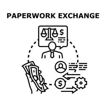 Paperwork exchange process concept for legal and financial services Stock Illustration