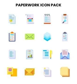 Paperwork Flat Bundle Icons Pack Stock Illustration