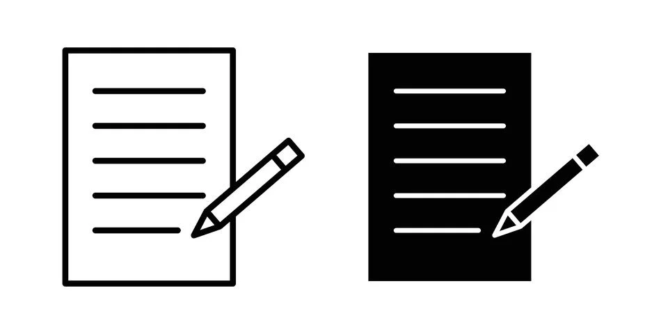 Paperwork icon symbol  illustration bundle in black colour Stockillustratie