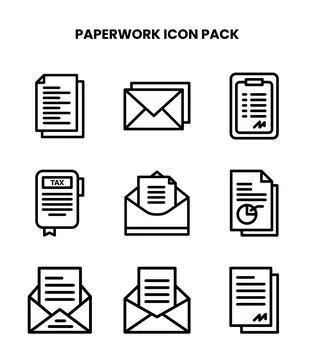 Paperwork Line Graphics Icons Pack Stock Illustration