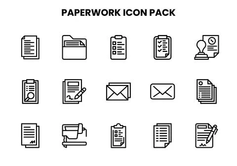Paperwork Line Scalable Icons Pack Stock Illustration