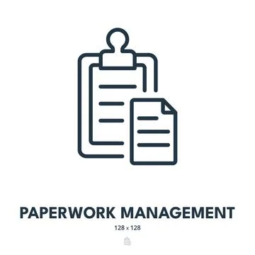 Paperwork Management Icon. Documentation, Document, Office. Editable Stroke Illustrazione stock