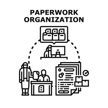 Paperwork organization and document management workflow 스톡 일러스트