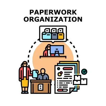 Paperwork organization and document management workflow 스톡 일러스트