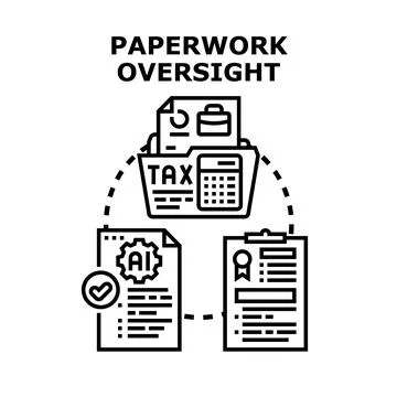 Paperwork oversight concept comparing artificial intelligence data Stock Illustration