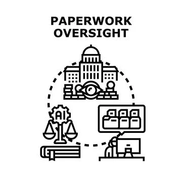 Paperwork oversight concept with digital management Stock Illustration