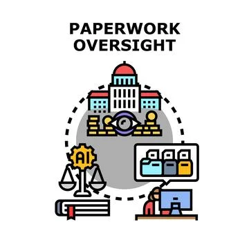 Paperwork oversight concept with digital management Stock Illustration