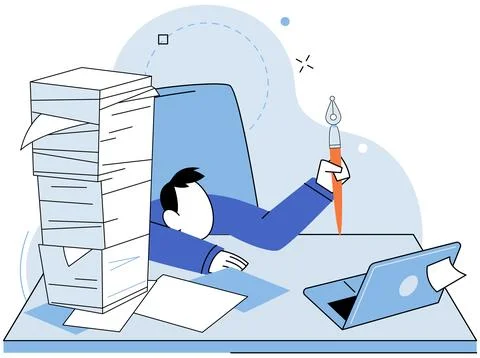 Paperwork. The paperwork involved in corporate tasks cbe overwhelming Stock Illustration