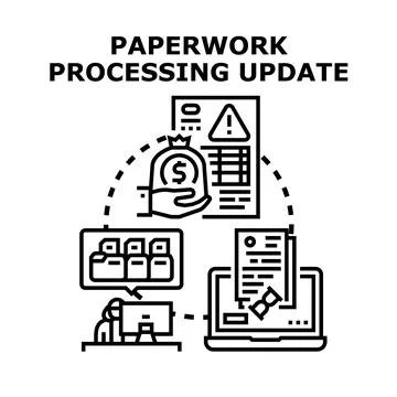 Paperwork processing update cycle in business management Stock Illustration