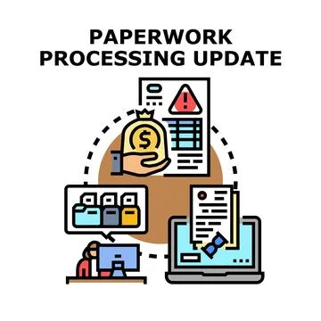 Paperwork processing update cycle in business management Stock Illustration