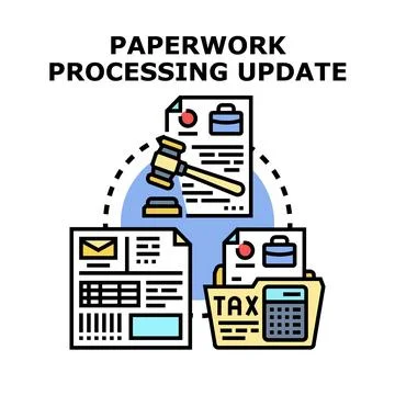 Paperwork processing updates legal and business documents concept 库存插图