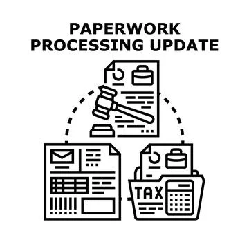 Paperwork processing updates legal and business documents concept 库存插图
