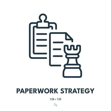 Paperwork Strategy Icon. Document, Documentation, File. Editable Stroke. Si.. Stock Illustration
