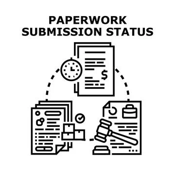 Paperwork submission status tracking important legal and financial documents Stock Illustration
