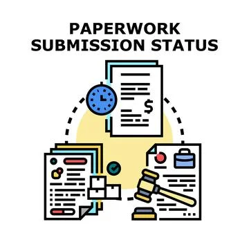 Paperwork submission status tracking important legal and financial documents Stockillustratie